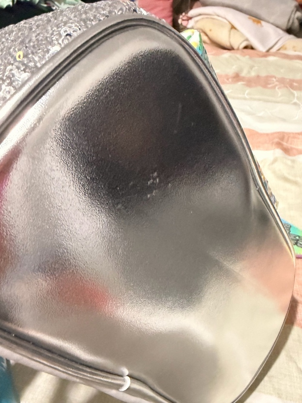 Disney Loungefly Silver Sequin Confetti Mini Backpack - Picture 4 of 5